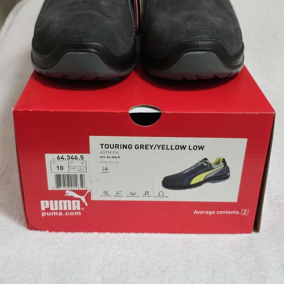New Puma Touring Low Mens Size 10 Gray Yellow Composite Toe Safety Working Shoes - Picture 2 of 10